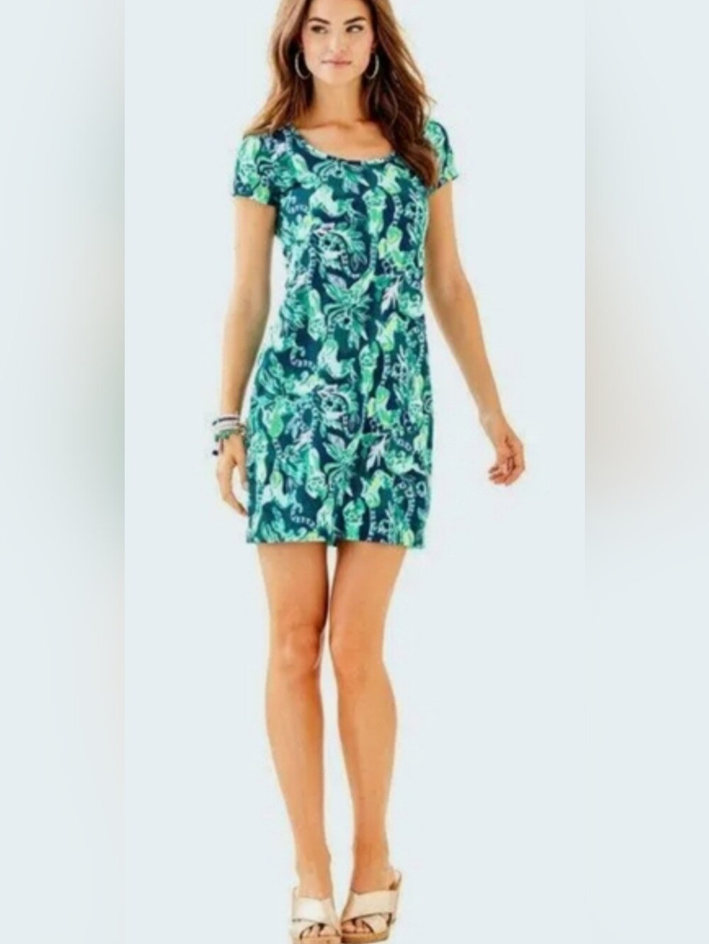 Lilly Pulitzer Beacon T-Shirt Dress in Tidal Wave Lemur Print Large